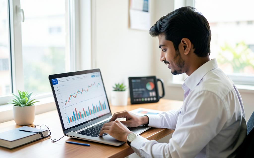 Person reviewing investment charts on a laptop