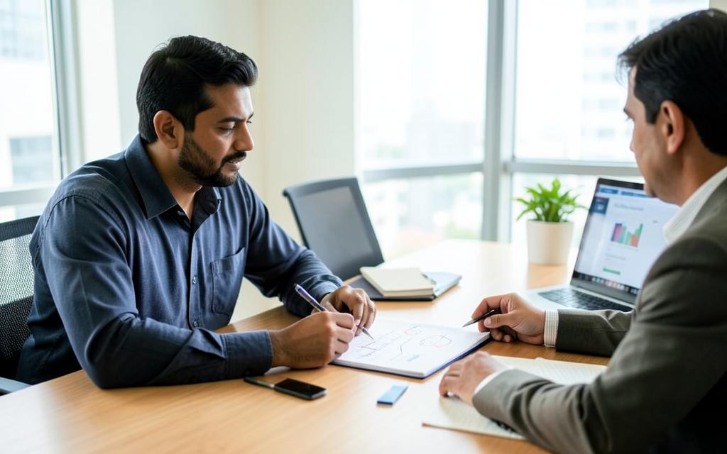 Financial planner mapping a plan with a client